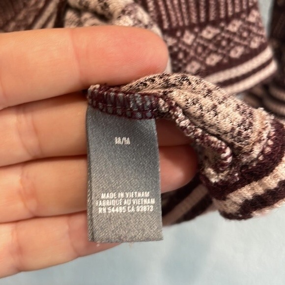 Aerie Burgundy & Red Fair Isle Crew Neck Long Sleeve Thermal Size Medium - Picture 5 of 9